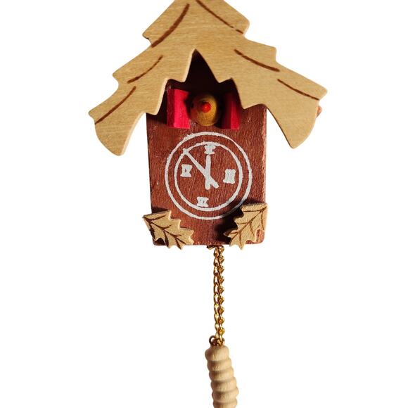 Handmade Wooden Cuckoo Clock Ornament - Picture 1 of 2